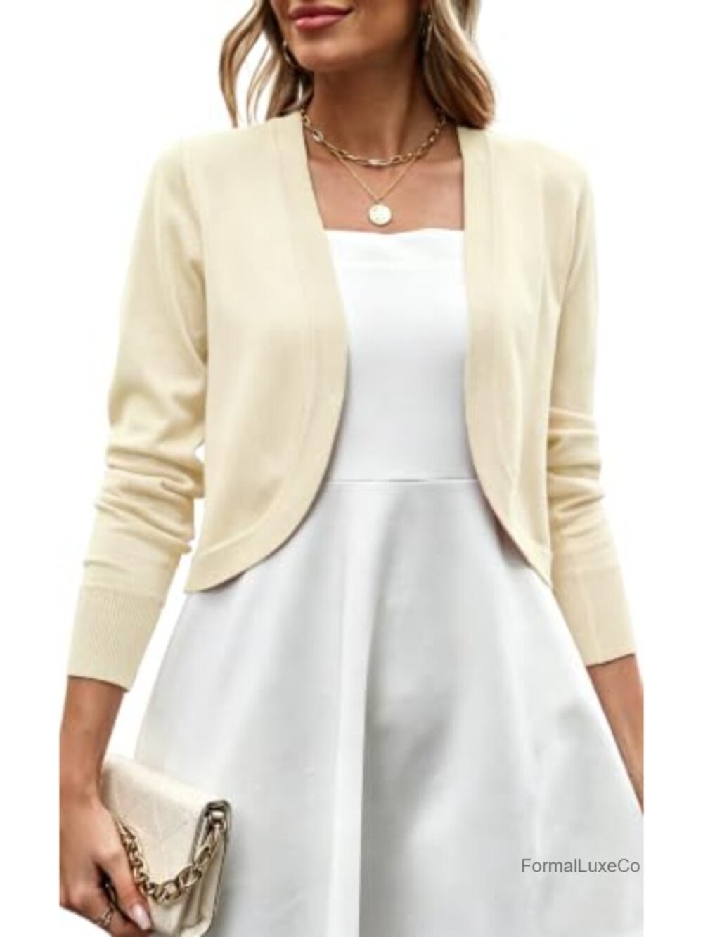Womens Bolero Shrug Long Sleeve Knit Lightweight Cropped Cardigan for Dress
